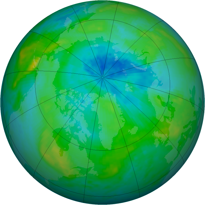 Arctic ozone map for 25 August 1988